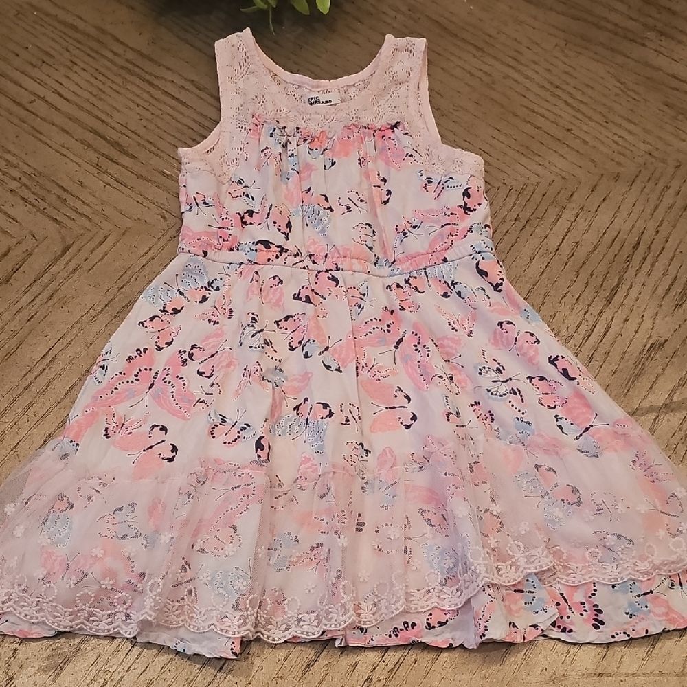 Epic Threads Pink and Blue Butterfly Dress Size 6